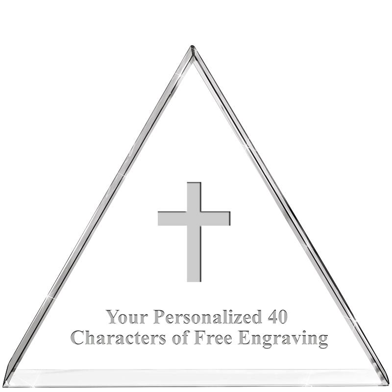 4"TRIANGLE CRYSTAL PAPERWEIGHT