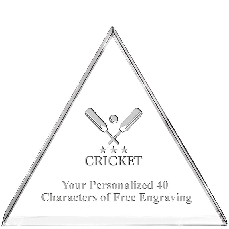 4"TRIANGLE CRYSTAL PAPERWEIGHT