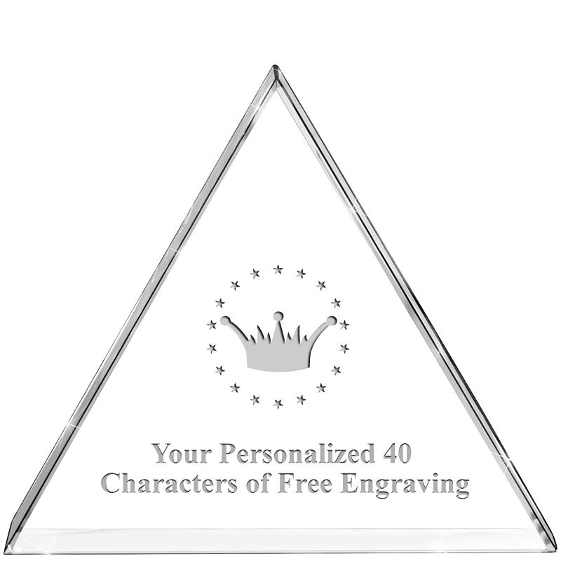 4"TRIANGLE CRYSTAL PAPERWEIGHT