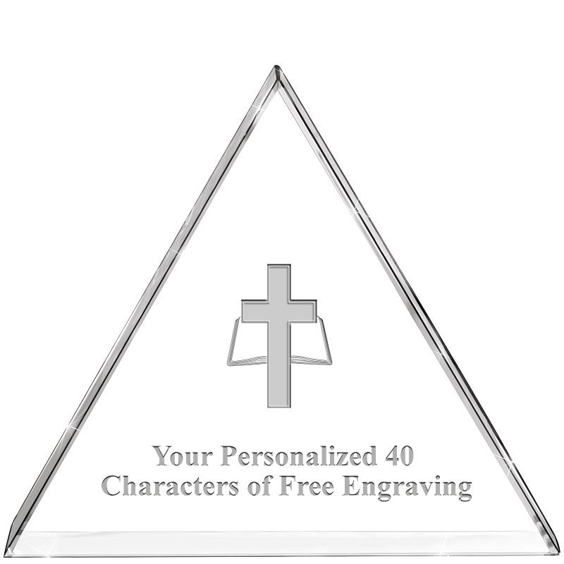 4"TRIANGLE CRYSTAL PAPERWEIGHT