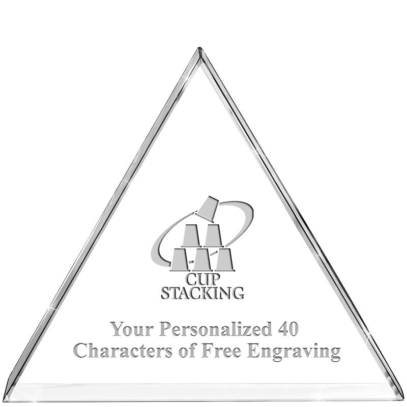 4"TRIANGLE CRYSTAL PAPERWEIGHT