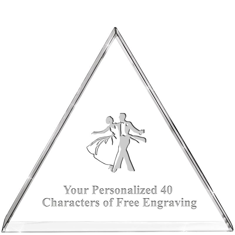 4"TRIANGLE CRYSTAL PAPERWEIGHT