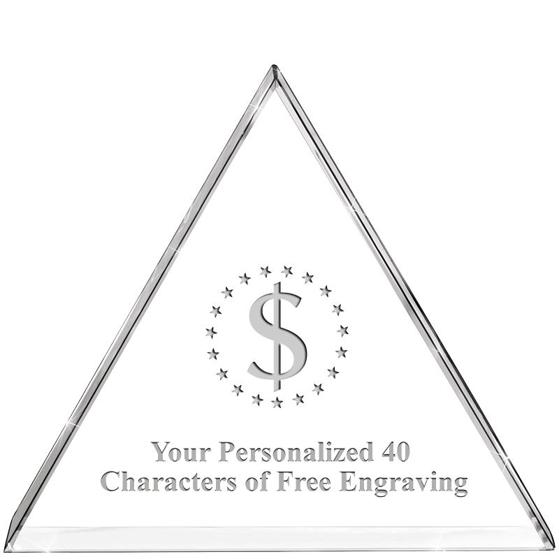 4"TRIANGLE CRYSTAL PAPERWEIGHT