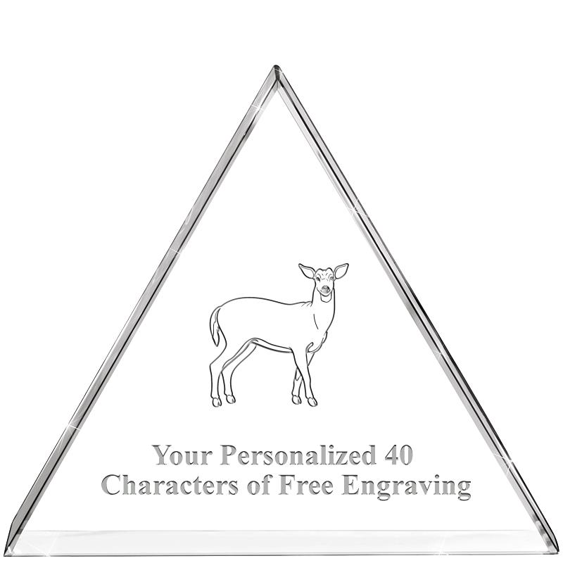 4"TRIANGLE CRYSTAL PAPERWEIGHT