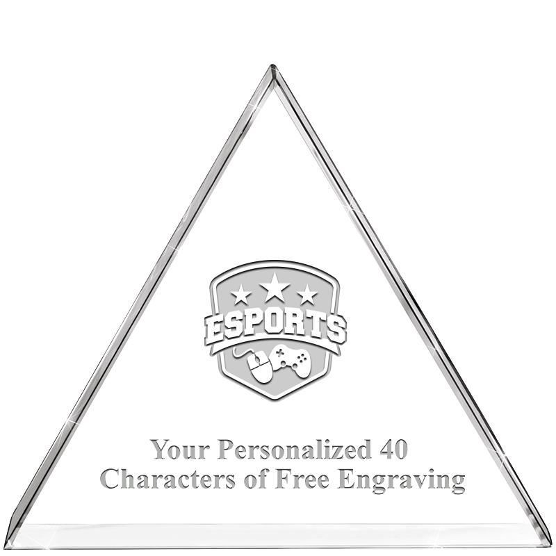 4"TRIANGLE CRYSTAL PAPERWEIGHT