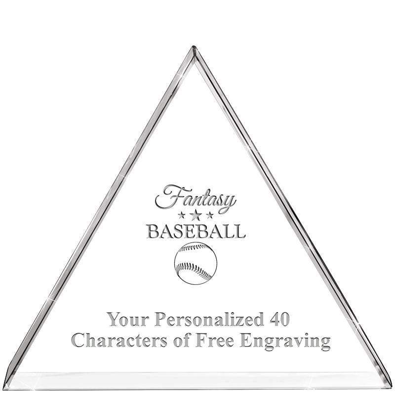 4"TRIANGLE CRYSTAL PAPERWEIGHT