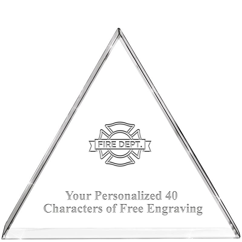 4"TRIANGLE CRYSTAL PAPERWEIGHT