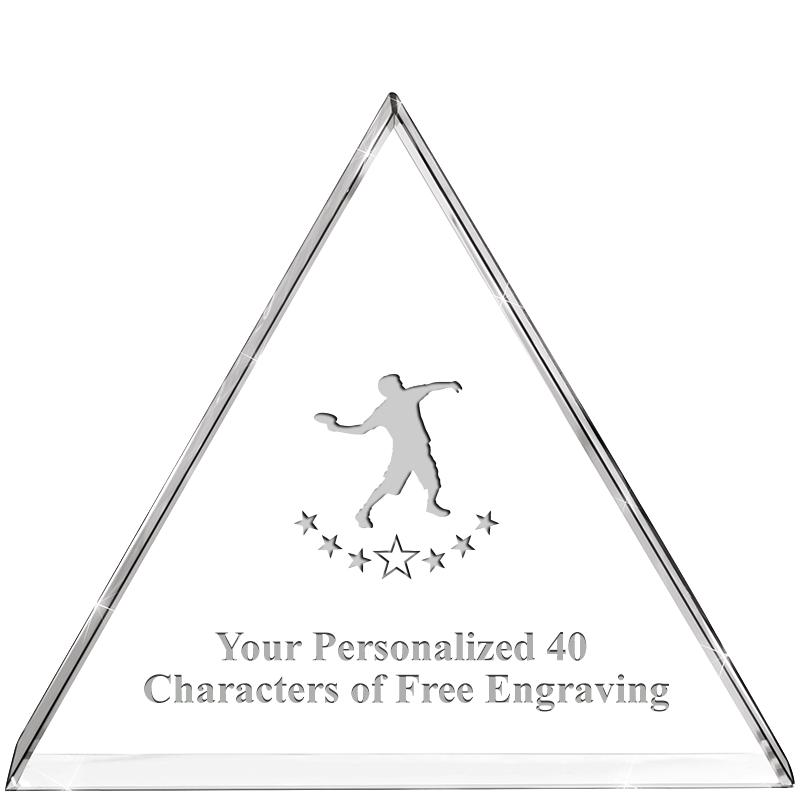 4"TRIANGLE CRYSTAL PAPERWEIGHT