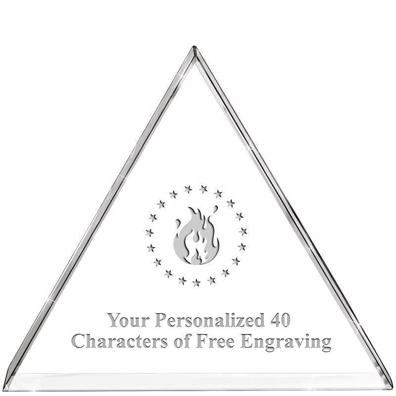 4"TRIANGLE CRYSTAL PAPERWEIGHT