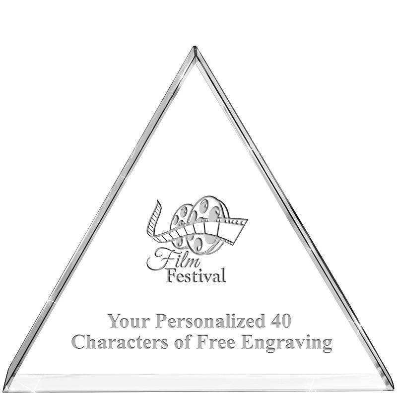 4"TRIANGLE CRYSTAL PAPERWEIGHT