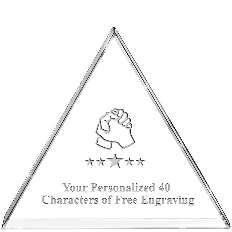 4"TRIANGLE CRYSTAL PAPERWEIGHT