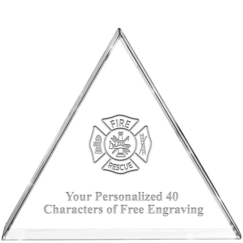 4"TRIANGLE CRYSTAL PAPERWEIGHT