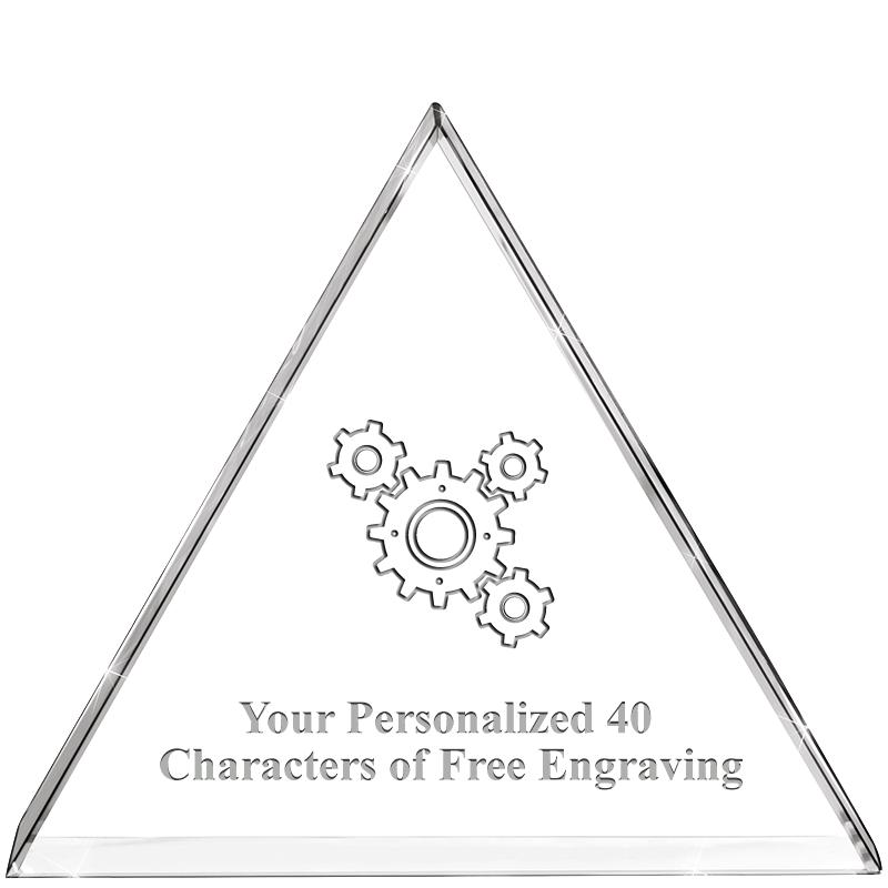 4"TRIANGLE CRYSTAL PAPERWEIGHT