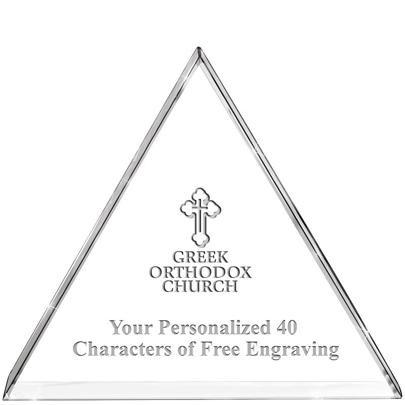 4"TRIANGLE CRYSTAL PAPERWEIGHT