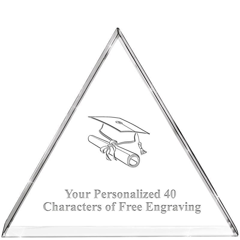 4"TRIANGLE CRYSTAL PAPERWEIGHT