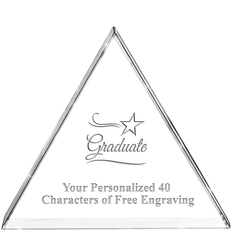 4"TRIANGLE CRYSTAL PAPERWEIGHT