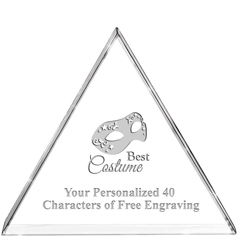 4"TRIANGLE CRYSTAL PAPERWEIGHT