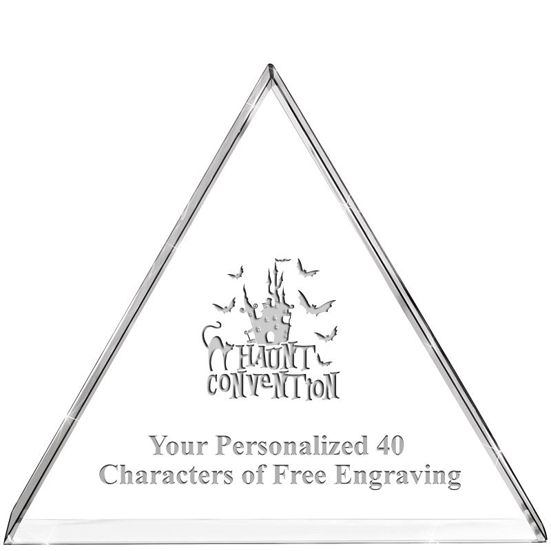 4"TRIANGLE CRYSTAL PAPERWEIGHT