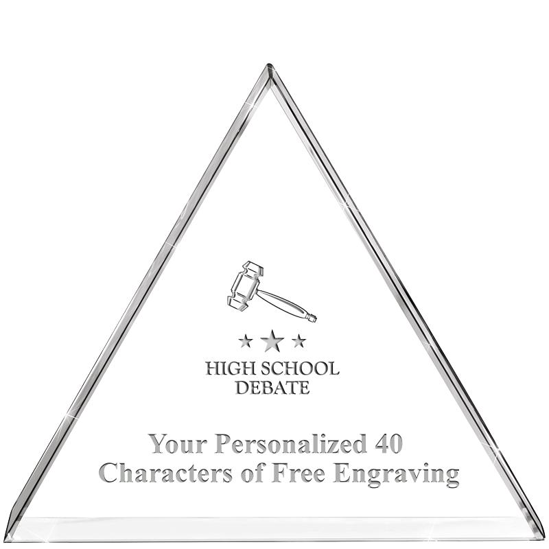 4"TRIANGLE CRYSTAL PAPERWEIGHT