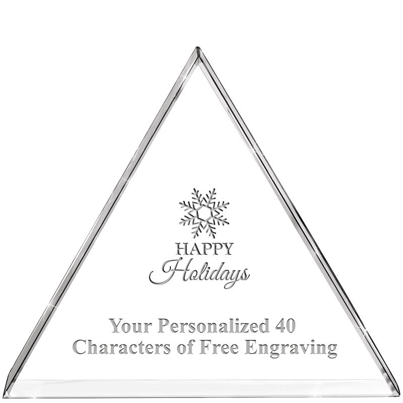 4"TRIANGLE CRYSTAL PAPERWEIGHT