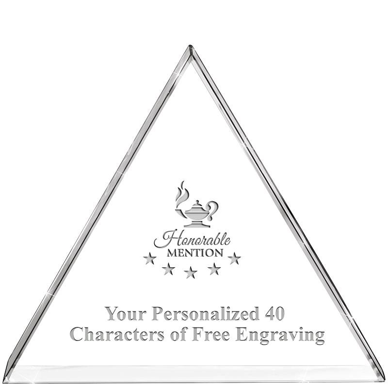 4"TRIANGLE CRYSTAL PAPERWEIGHT