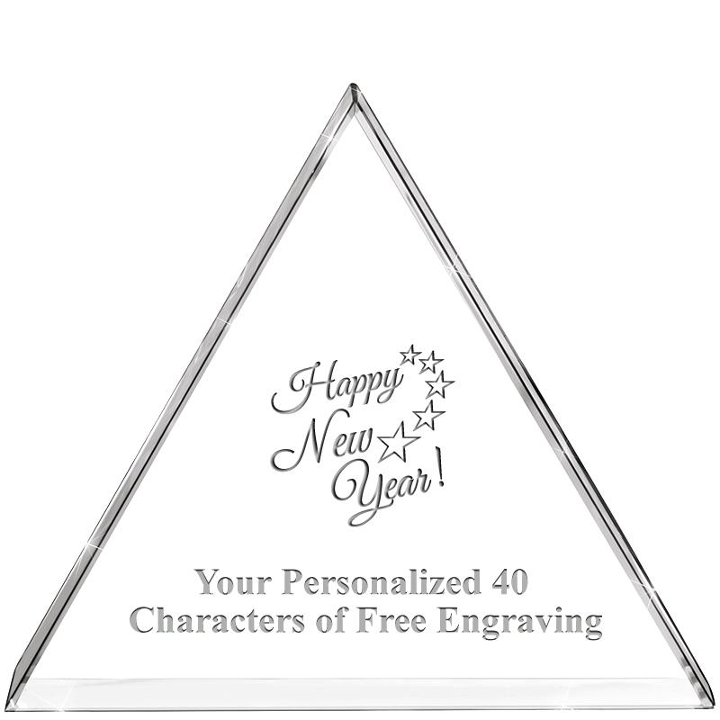 4"TRIANGLE CRYSTAL PAPERWEIGHT