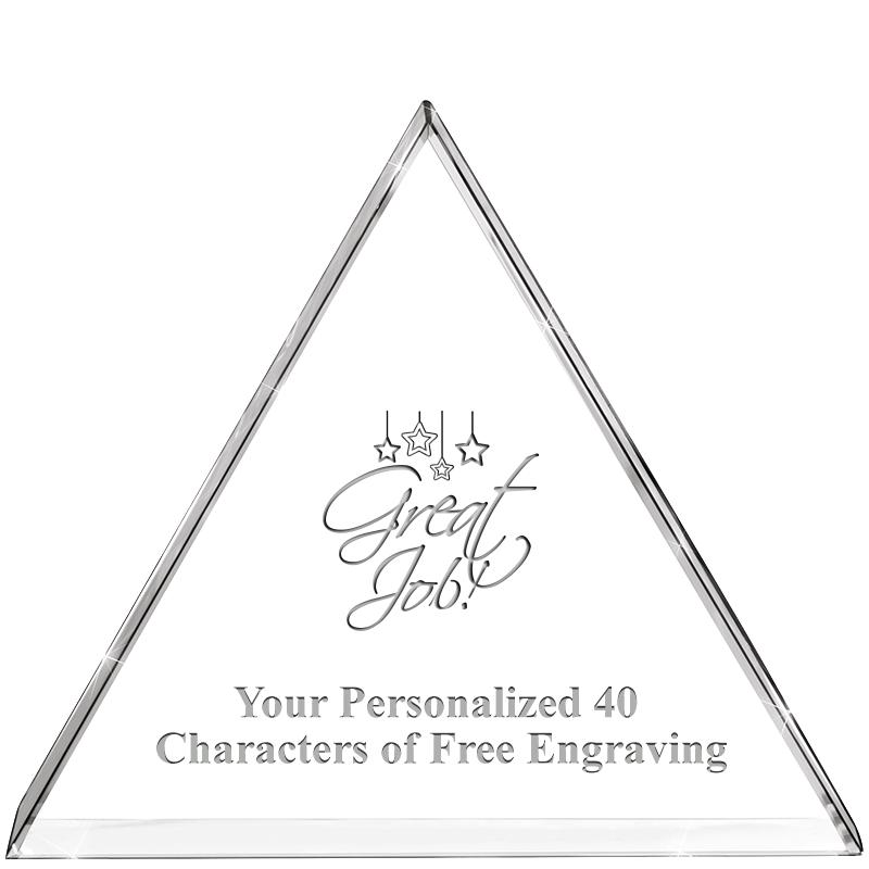 4"TRIANGLE CRYSTAL PAPERWEIGHT