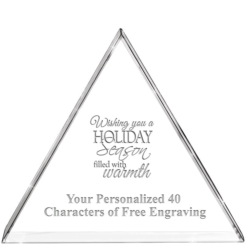 4"TRIANGLE CRYSTAL PAPERWEIGHT