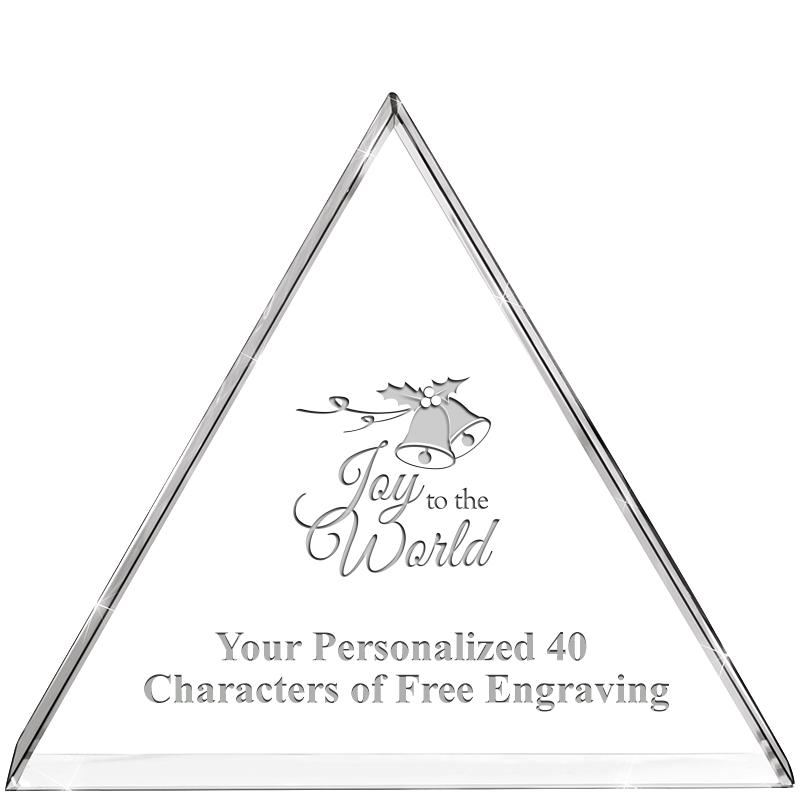 4"TRIANGLE CRYSTAL PAPERWEIGHT