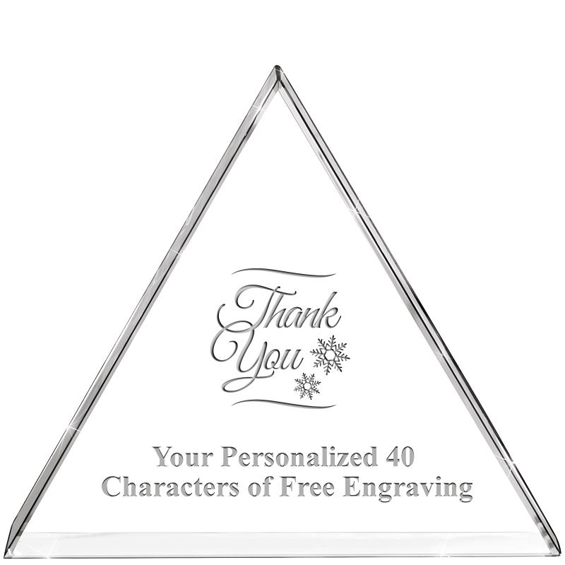 4"TRIANGLE CRYSTAL PAPERWEIGHT