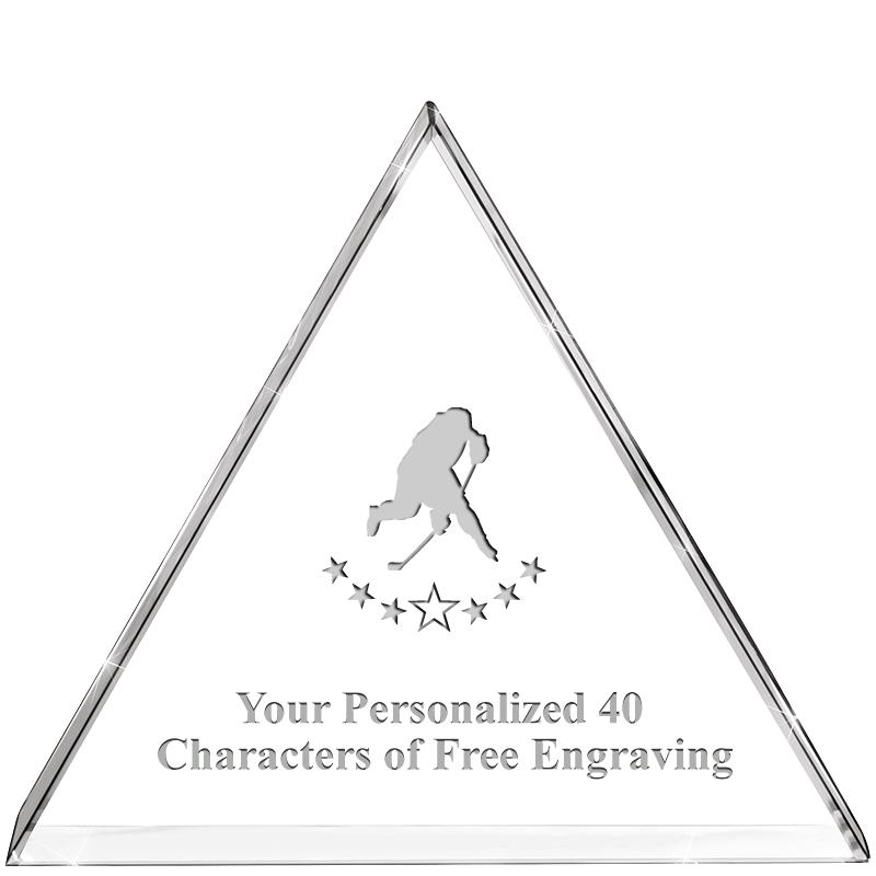 4"TRIANGLE CRYSTAL PAPERWEIGHT