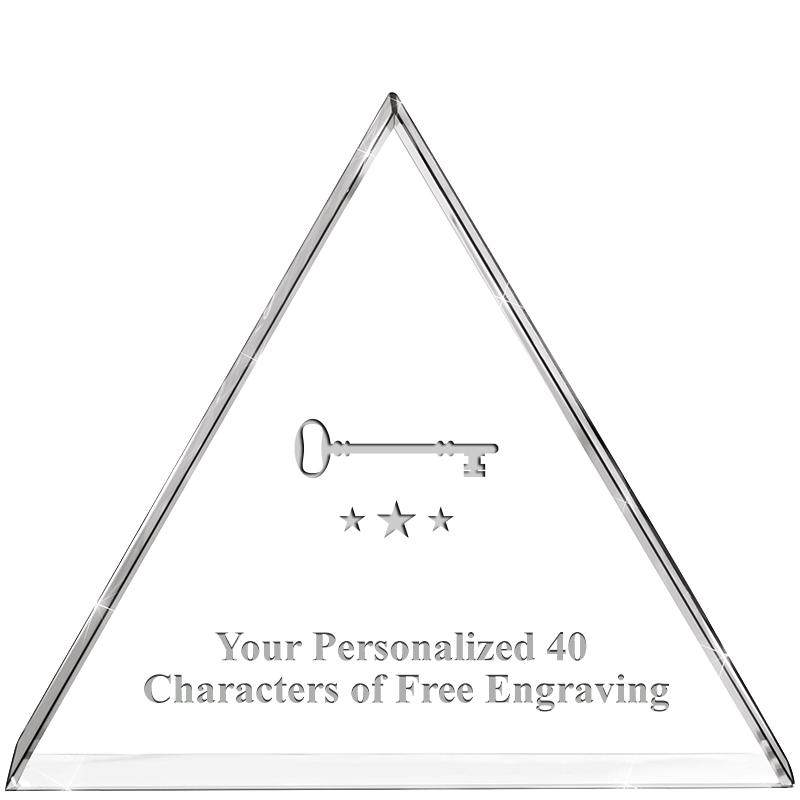 4"TRIANGLE CRYSTAL PAPERWEIGHT