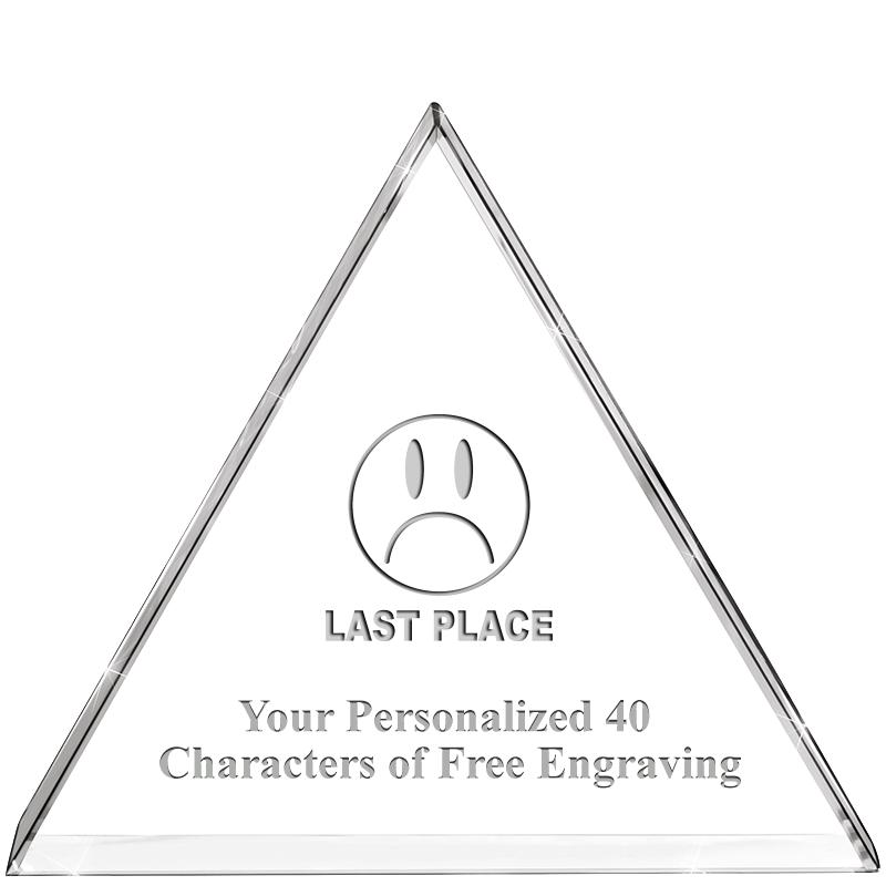 4"TRIANGLE CRYSTAL PAPERWEIGHT