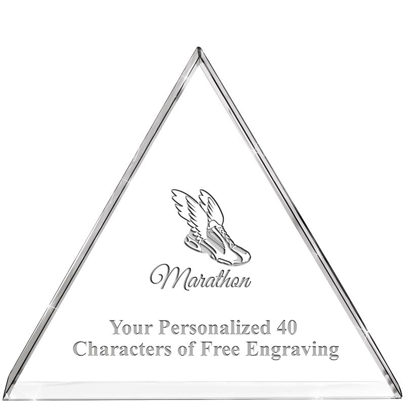 4"TRIANGLE CRYSTAL PAPERWEIGHT