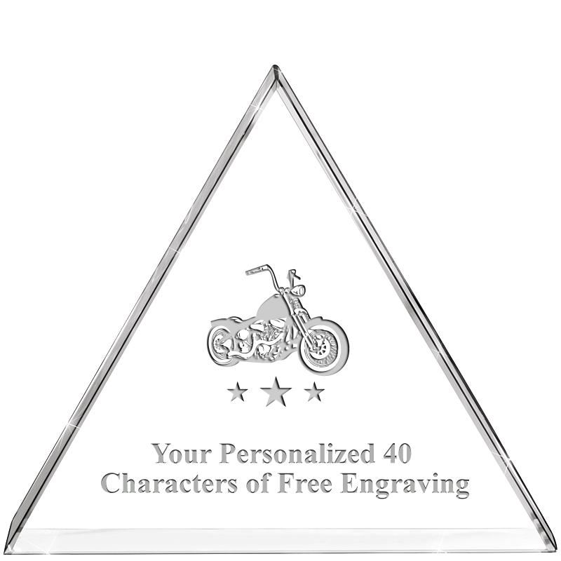 4"TRIANGLE CRYSTAL PAPERWEIGHT