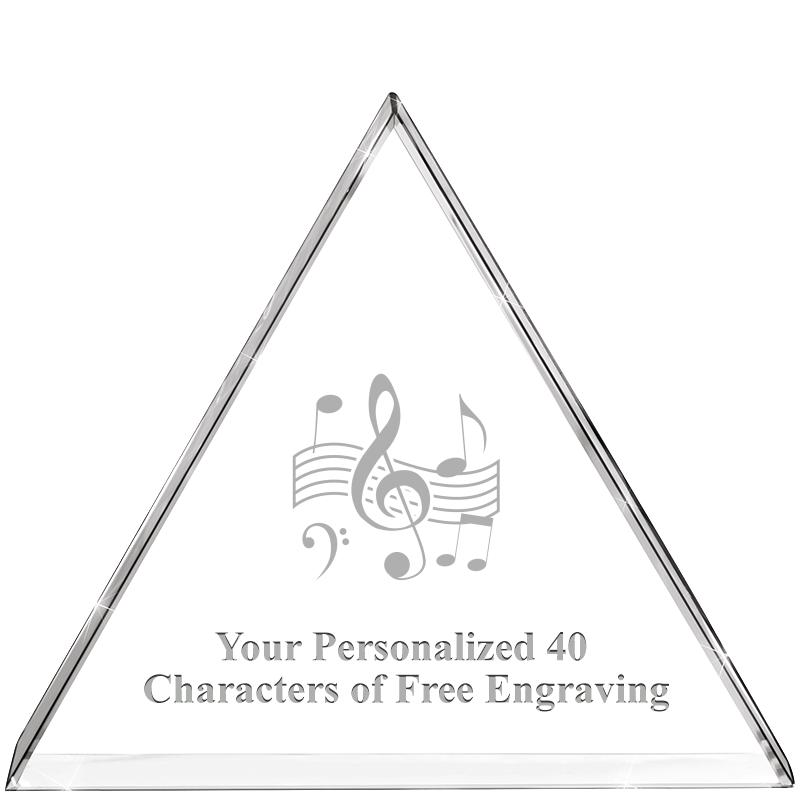 4"TRIANGLE CRYSTAL PAPERWEIGHT