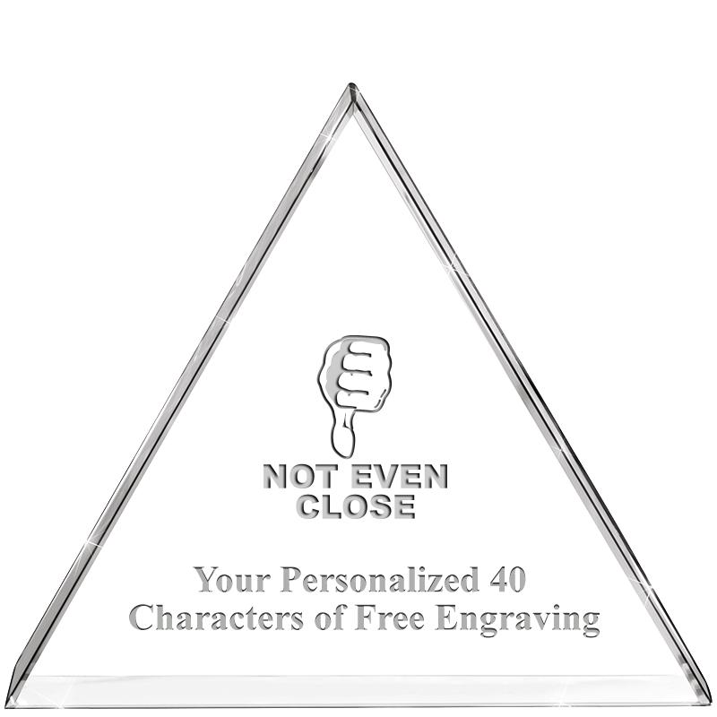 4"TRIANGLE CRYSTAL PAPERWEIGHT