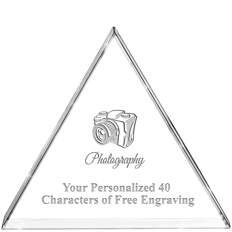 4"TRIANGLE CRYSTAL PAPERWEIGHT