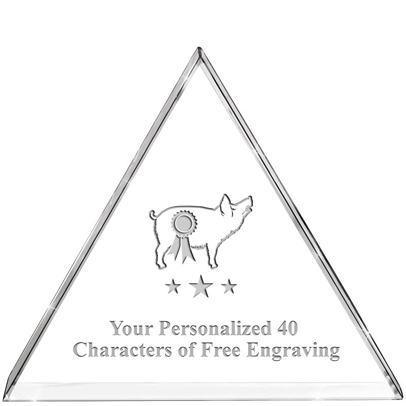 4"TRIANGLE CRYSTAL PAPERWEIGHT