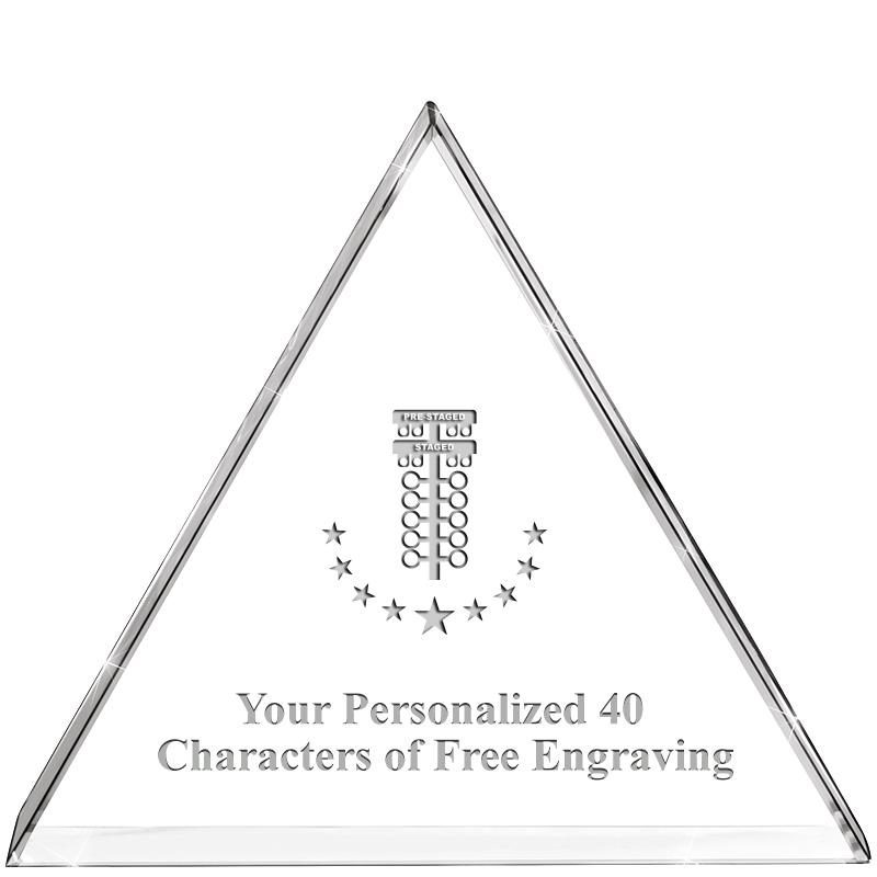 4"TRIANGLE CRYSTAL PAPERWEIGHT