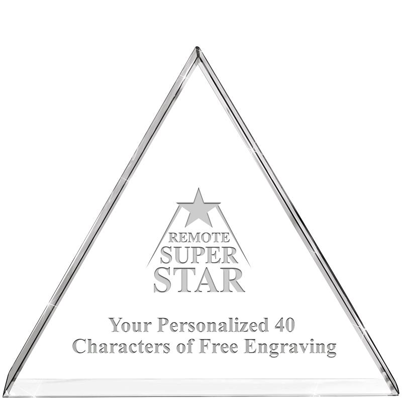 4"TRIANGLE CRYSTAL PAPERWEIGHT