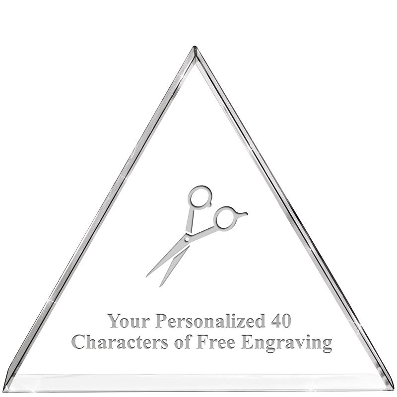 4"TRIANGLE CRYSTAL PAPERWEIGHT