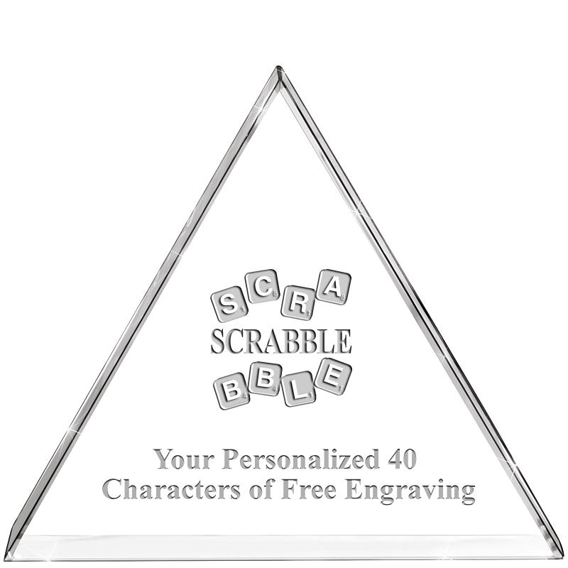 4"TRIANGLE CRYSTAL PAPERWEIGHT