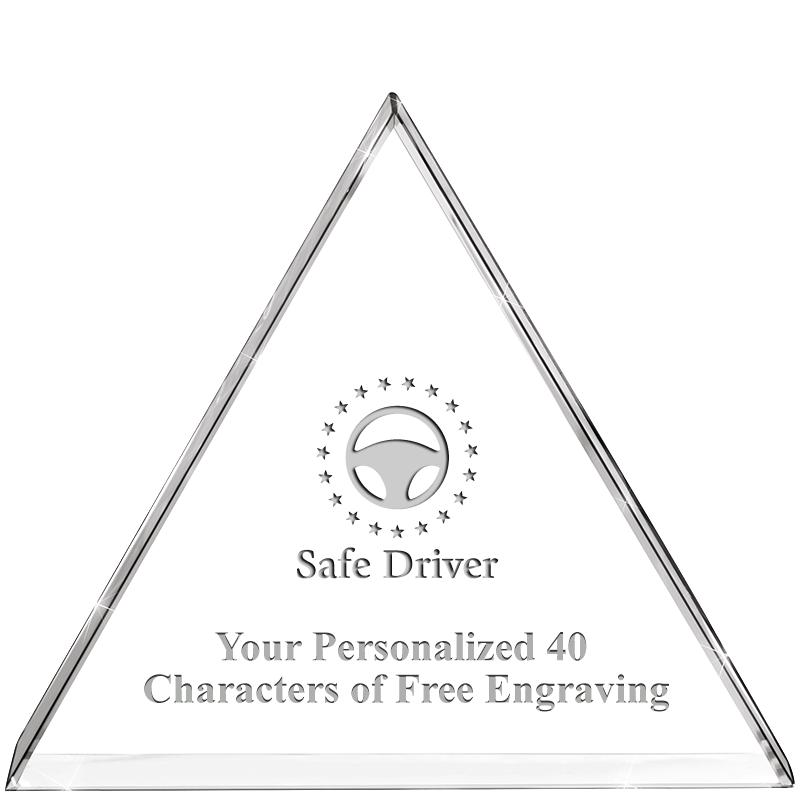 4"TRIANGLE CRYSTAL PAPERWEIGHT