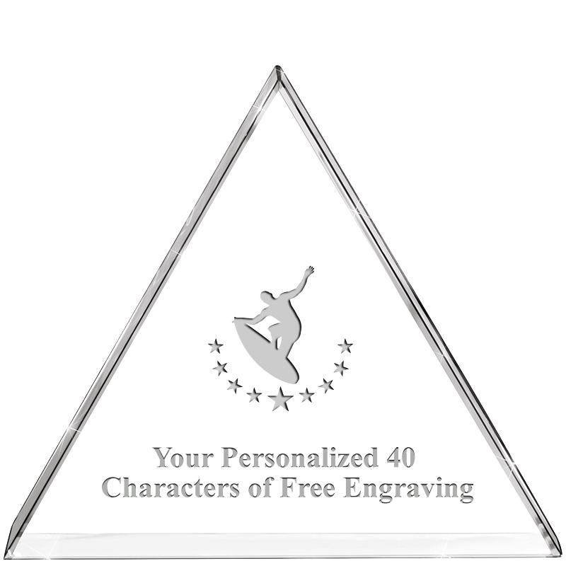 4"TRIANGLE CRYSTAL PAPERWEIGHT