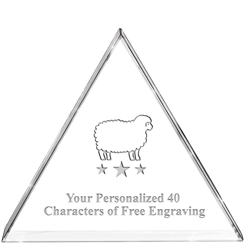 4"TRIANGLE CRYSTAL PAPERWEIGHT