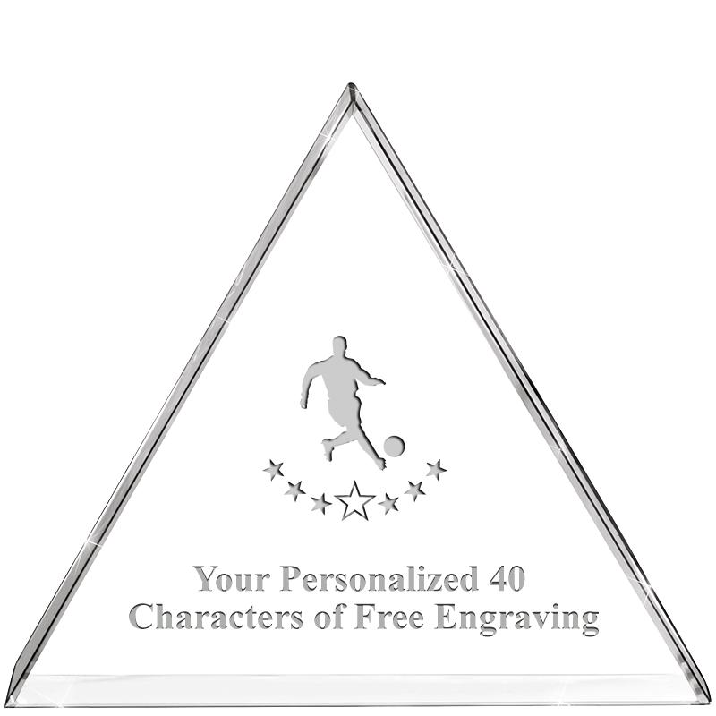 4"TRIANGLE CRYSTAL PAPERWEIGHT