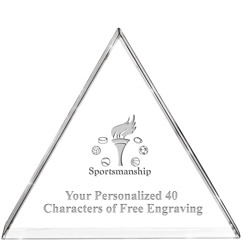 4"TRIANGLE CRYSTAL PAPERWEIGHT