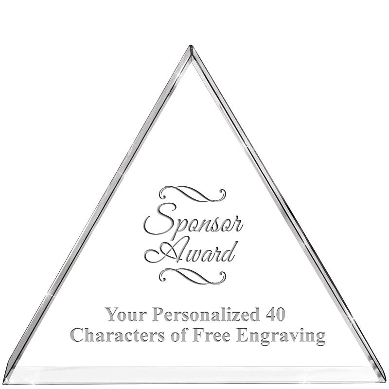 4"TRIANGLE CRYSTAL PAPERWEIGHT