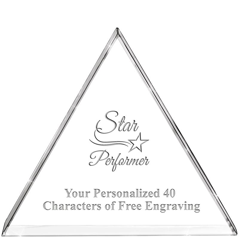 4"TRIANGLE CRYSTAL PAPERWEIGHT